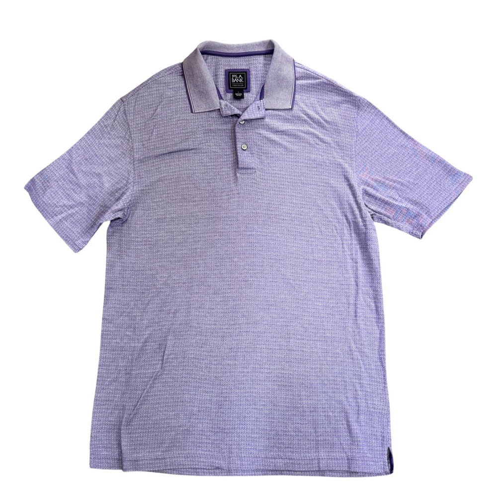 Jos. A. Bank Polo Shirt Mens Large Purple Traveler Micro-Diamond Cotton Golf - Picture 4 of 9